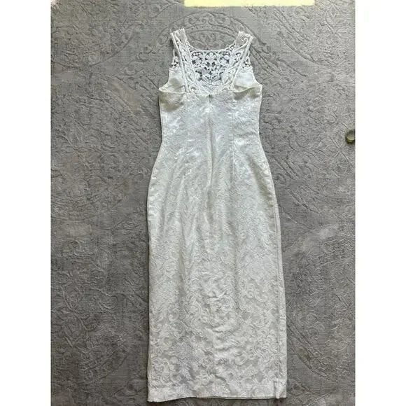 Vintage Cream Embroidered Lace Dress with Side Slit – Size S (Approx. 2/4) - Picture 3 of 11